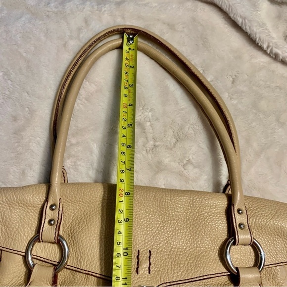 Vera Pelle Vintage Shoulder Bag Pebbled Leather Cream Taupe Made Italy Firenze - Picture 16 of 16